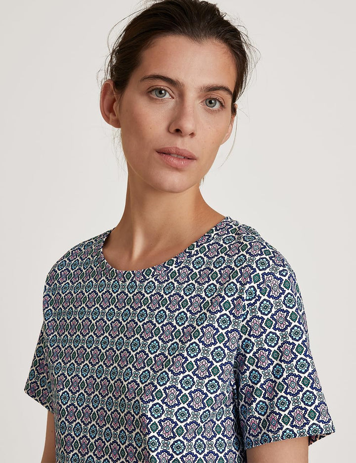 CALIDA Spring Nights Kurzarm-Nachthemd Damen, Länge 95cm, atmungsaktiv und klimaregulierend, aus 100