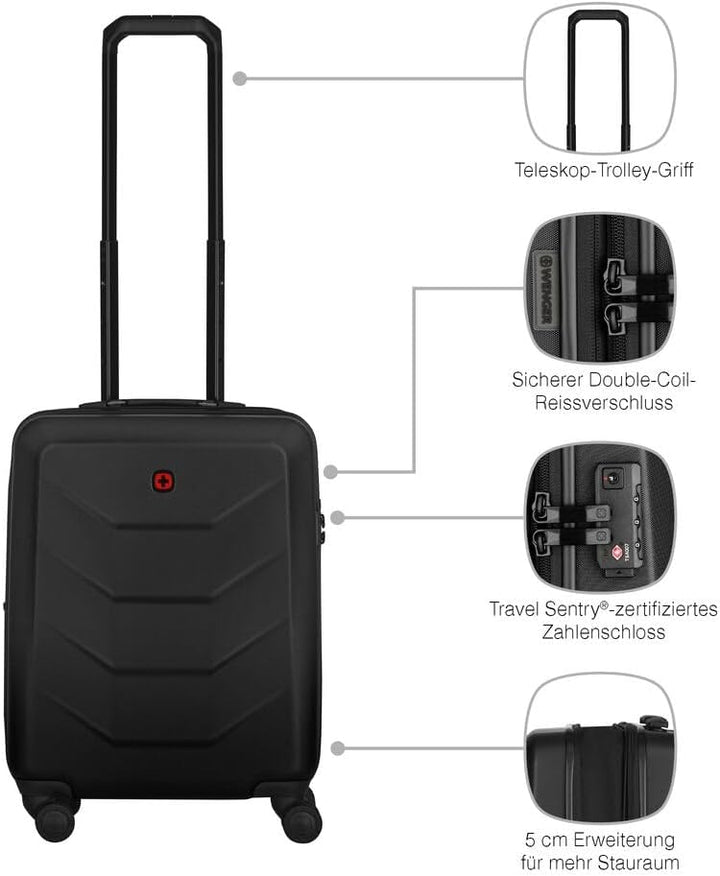 WENGER Prymo Carry-On Hartschalenkoffer, Handgepäck, Trolley, 36 (43) l, Sicherheitsschloss, Damen H