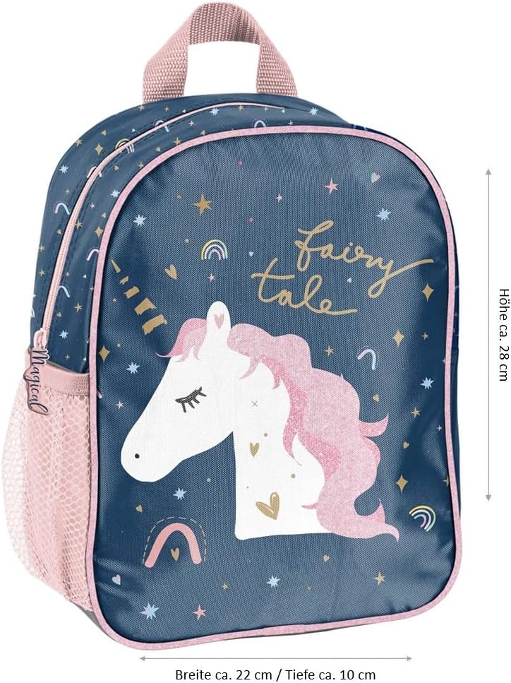 Unicorn Einhorn Kindergarten-Rucksack Set 4tlg. mit Brotdose, Trinkflasche und Turnbeutel Be
