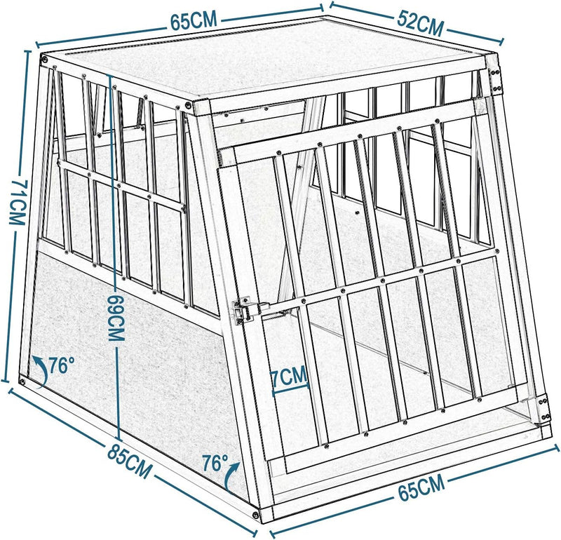 EUGAD Hundetransportbox Alu Hundebox Reisebox Autobox für grosse Hunde Husky Samojede Weimaraner Bor