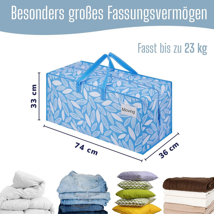 VENO 87 Liter extra grosse Umzugstaschen mit Rucksackgurten, Umzugshelfer, starke Griffe und Reissve