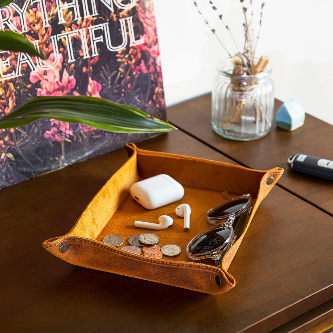 Londo Echtleder Leder Taschenleerer - Vide Poche - Ledertablett Organizer, Praktische Aufbewahrungsb