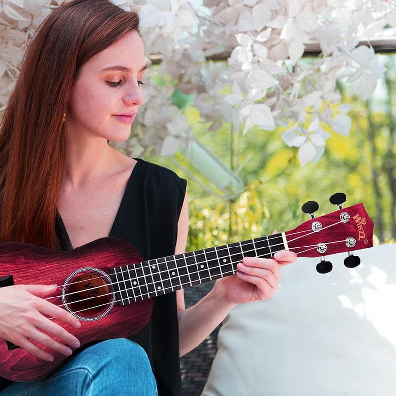 Winzz 21" Sopran Ukulele Anfänger Set Kinderm Erwachsene, Einzigartiges Farbdesign, mit Tasche, Stim