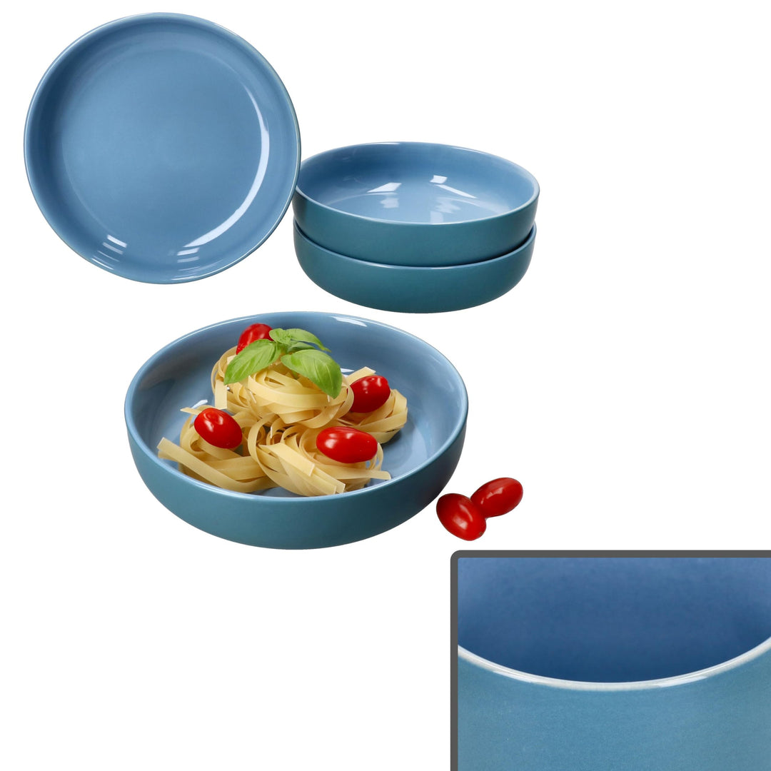 Ritzenhoff & Breker Jasper 4er Set Suppenteller Ozeanblau I 610 ml, Ø 19,3cm I Steingutteller für 4