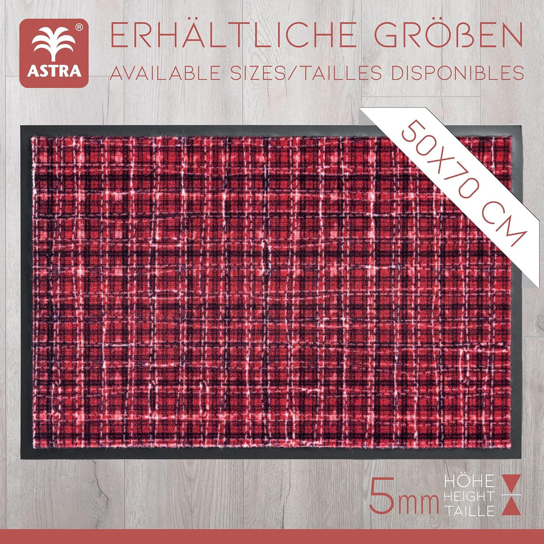 Rutschfeste Fussmatte Innen waschbar - Gitter rot 40 x 60 cm (Rechteckig), Gitter Rot 40 x 60 cm (Re