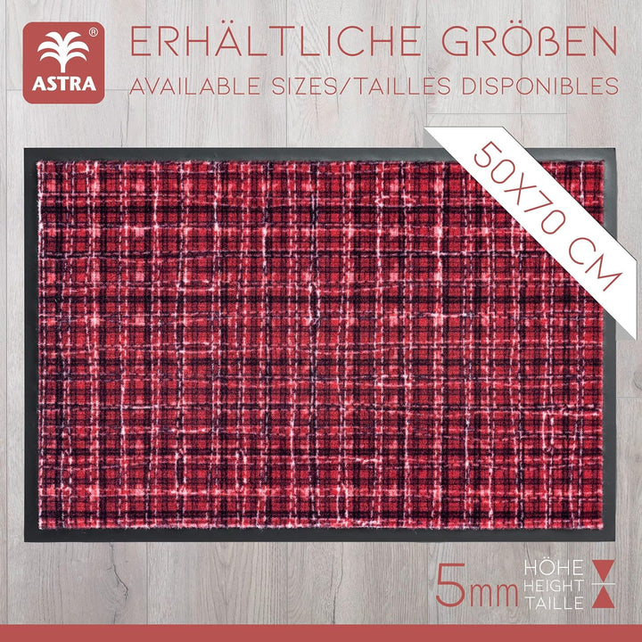 Rutschfeste Fussmatte Innen waschbar - Gitter rot 40 x 60 cm (Rechteckig), Gitter Rot 40 x 60 cm (Re