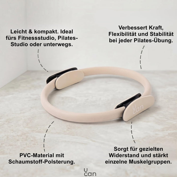 U Can Pilatesreifen mit gepolsterten Griffen | Widerstandsring für Yoga und Pilates | ideal zum Stra