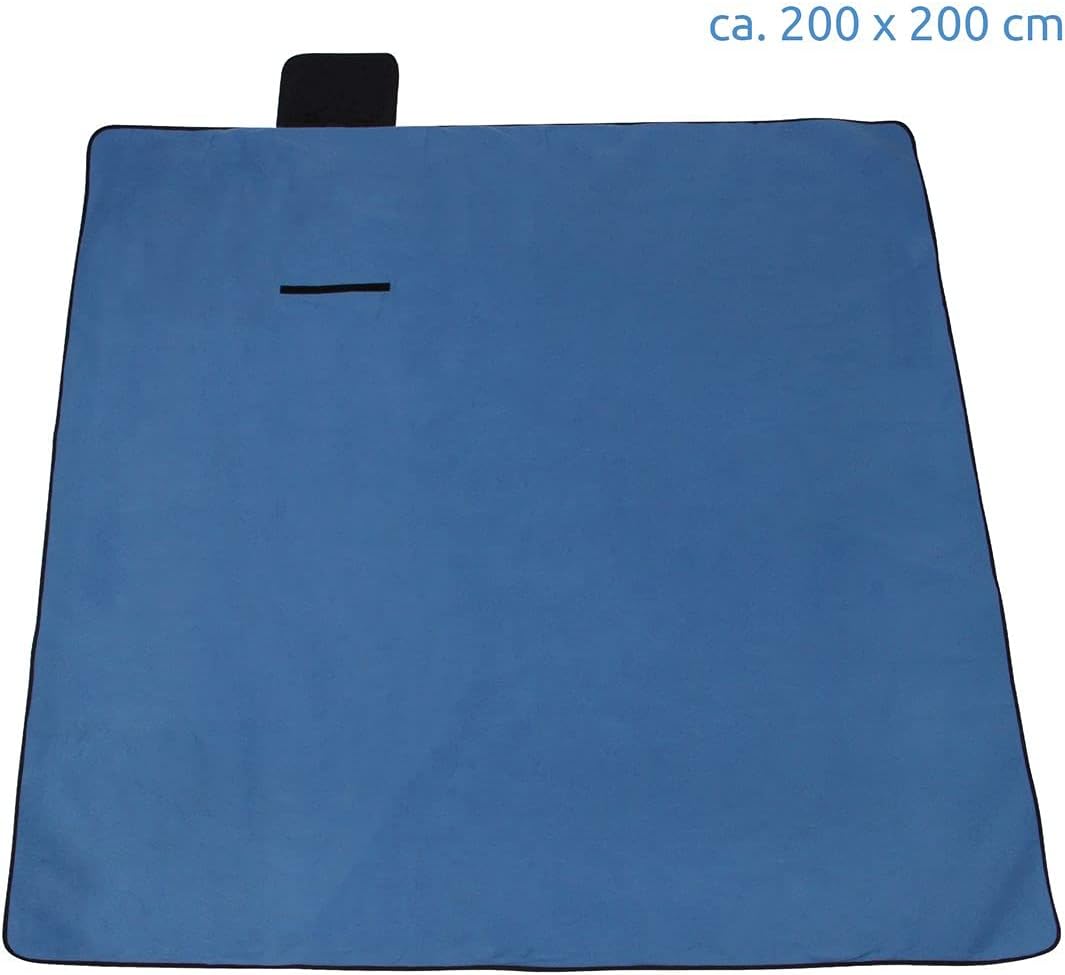 your GEAR Blue XL Picknickdecke 200x200 Camping Fleece Decke wasserdichte & isolierte Stranddecke