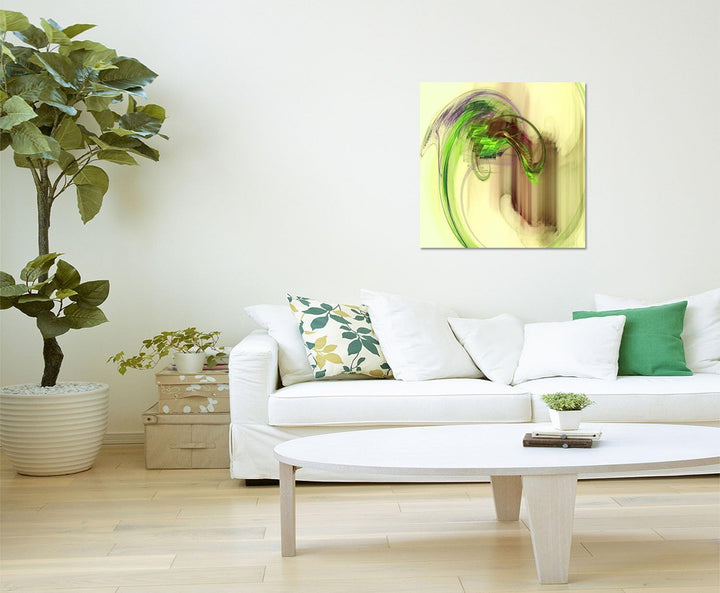 Paul Sinus Art Bottom up - Abstrakt345_60x60cm Bild auf Leinwand grün braun lila Abstraktes Motiv qu