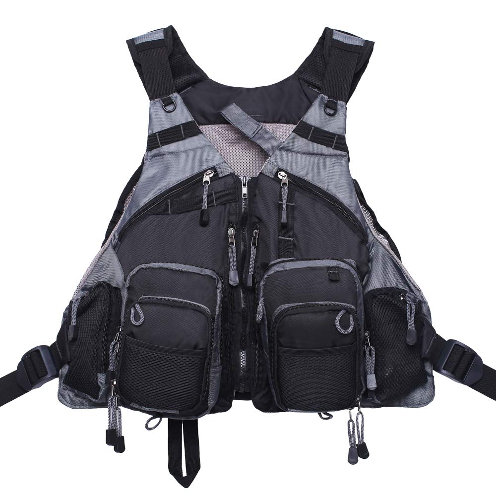 Kylebooker Fliegenfischen Weste Angelweste Einstellbare Grösse Maschen Multi-Taschen Jacke Einheitsg
