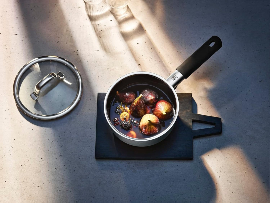 WMF Fusiontec Mineral Stielkasserolle mit Glasdeckel 16 cm, Kochtopf klein 1,3l, Induktion, High-Tec