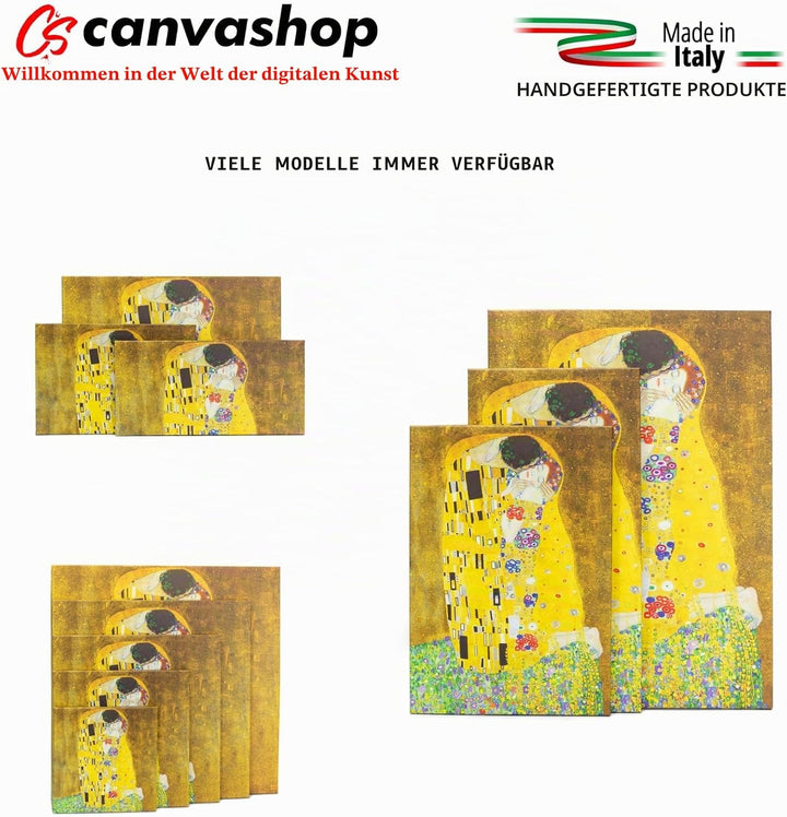 canvashop Moderne Bilder Wohnzimmer Der Kuss von Klimt cm 60 x 30 Wandbilder Vertikales Bild auf Lei