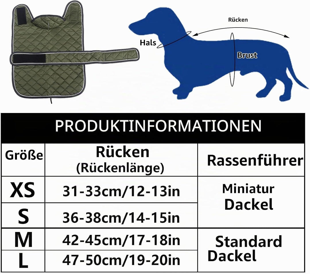 Geyecete - Warmer wintermantel für dackel Hunde,Hunde Winterjacken mit plüschfutter,Outdoor jacken m
