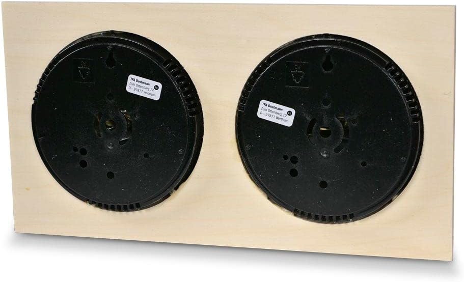 Sauna Thermo-Hygrometer - FSC Espenholz - Misst Temperatur & Luftfeuchtigkeit - Bimetalltechnik - Sy