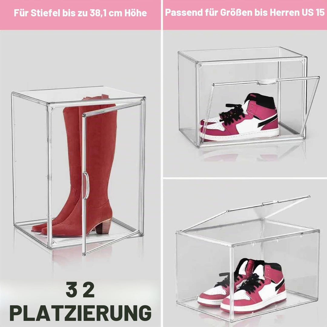 Stapelbare hohe Stiefel Schuh Aufbewahrung Boxen, Acryl Display Case Transparent Plastik Stapelbare
