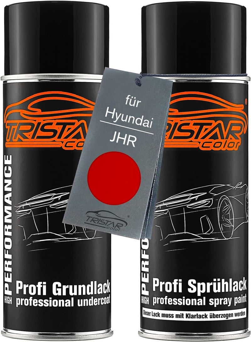 TRISTARcolor Autolack Spraydosen Set für Hyundai JHR Engine Red Grundlack Basislack Sprühdose 400ml