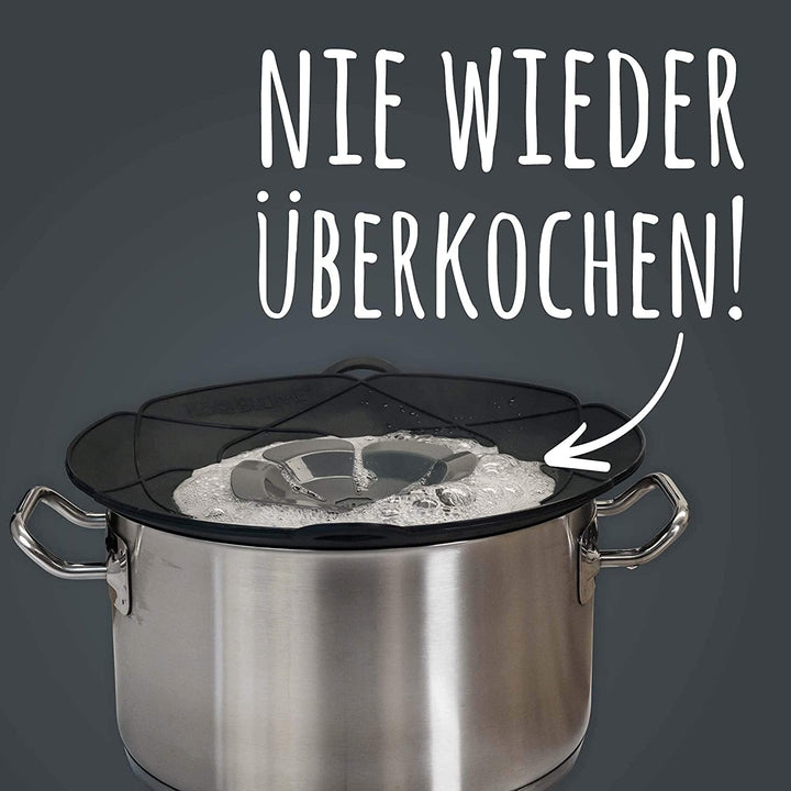 Kochblume das Origial, Silikon Überkochschutz für Töpfe und Pfannen, Mikrowellen-Deckel, Spritzschut