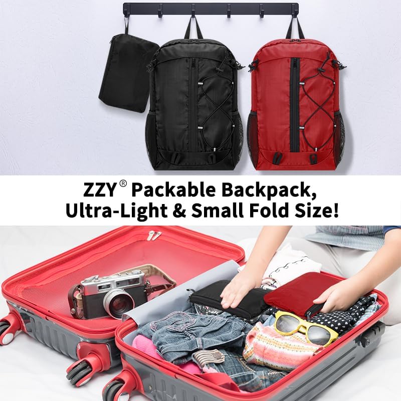 ZZY Wanderrucksack 25L Faltbarer Rucksack – Leichter, Wasserfester Tagesrucksack Daypack für Outdoor
