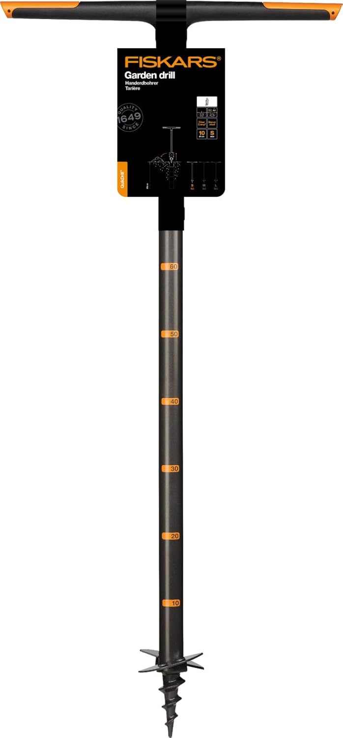 Fiskars Handerdbohrer, Für Löcher bis Ø 100 mm, Schwarz/Orange, QuikDrill, S, 1000636 Handerdbohrer
