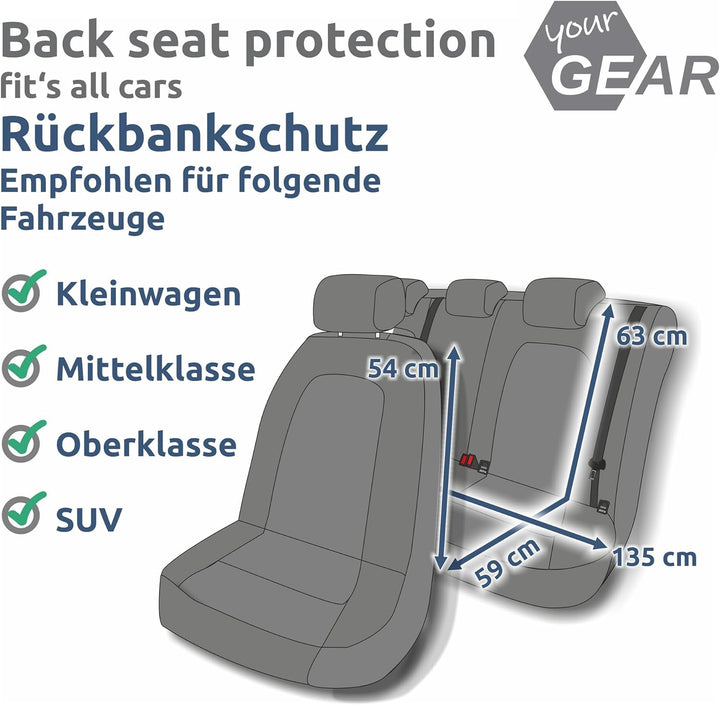 your GEAR Rapallo Hunde Autoschondecke Rücksitzbank – wasserdichte Hundedecke Auto Kratzfest – Schut