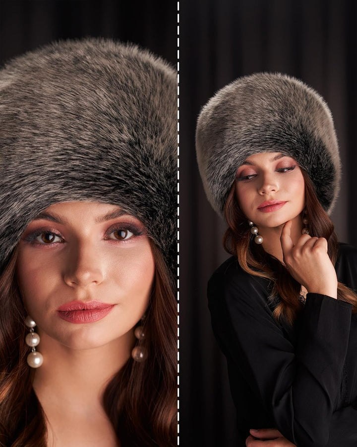 Futrzane Siberian Kosakenmütze - Pelzmütze Damen - Fell Pelz Russische Mütze XS Grau Siberian, XS Gr