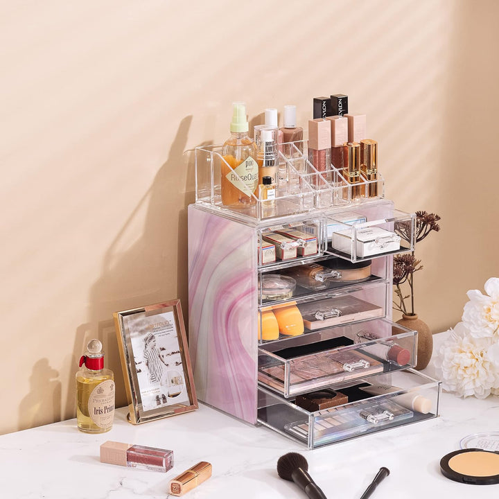 Sorbus Aufbewahrungsbox aus Acryl, geräumiges Design, ideal für Badezimmer, Kommode, Schminktisch un