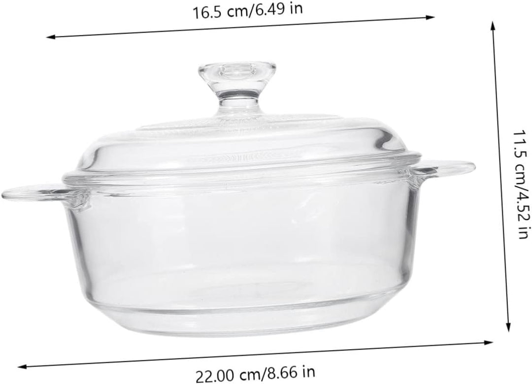 STOBAZA Pyroflam Topf Glas Schmortopf Hitzebeständig mit Deckel und Ergonomischem Design 1l Küchenge