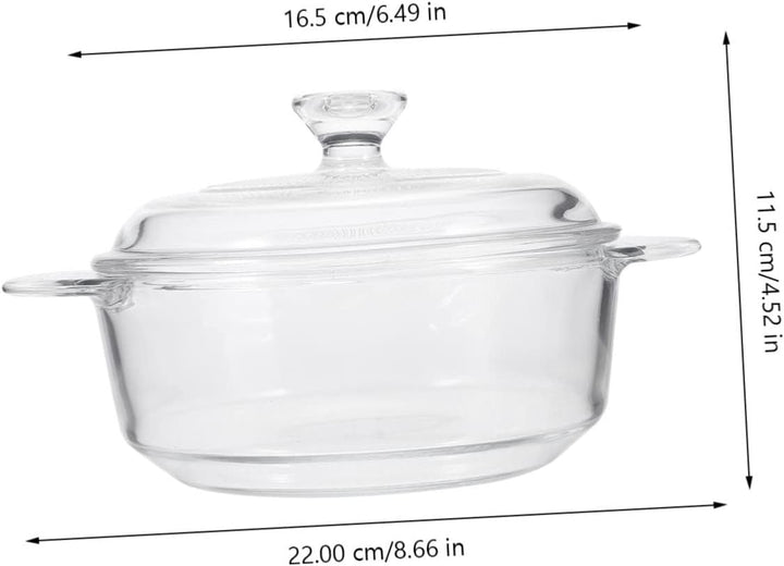 STOBAZA Pyroflam Topf Glas Schmortopf Hitzebeständig mit Deckel und Ergonomischem Design 1l Küchenge