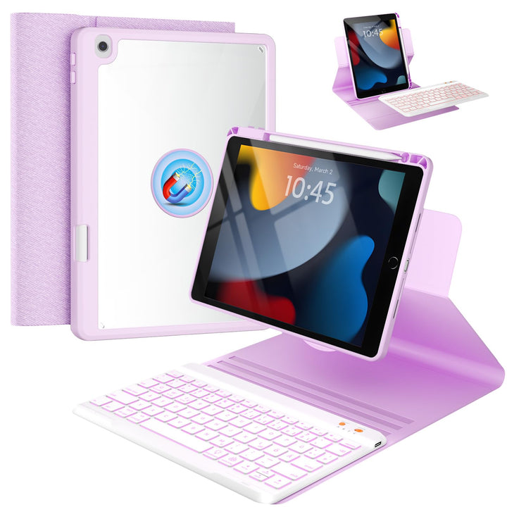 OYEEICE Hülle mit Tastatur für iPad 9/8 /7 Generation 10,2 Zoll, Vergrösserte Anti-Falloff Tastenkap