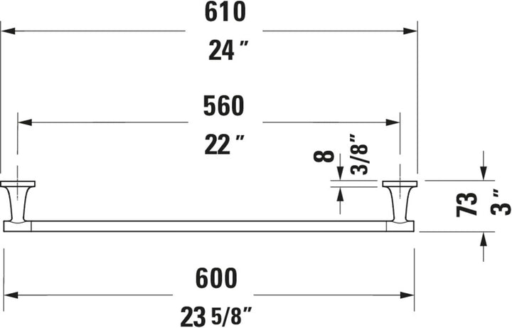 Duravit Badetuchhalter Starck T, einarmig, Wandmontage, 61 cm, Schwarz Matt Badetuchhalter 61 cm Sch