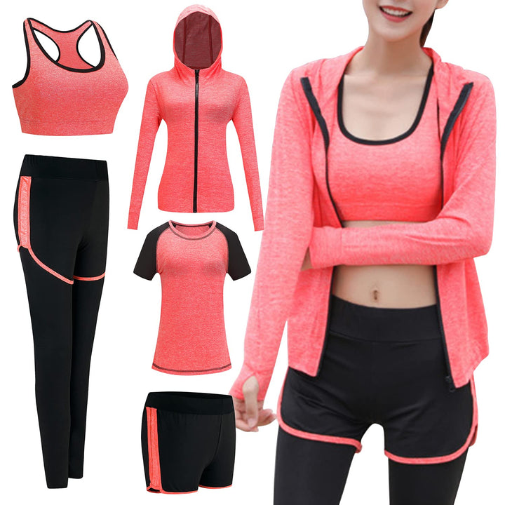 ODWTMRK Jogginganzug Damen Trainingsanzug Sets Yoga Kleidung Anzug 5er-Set Sportbekleidung Laufbekle