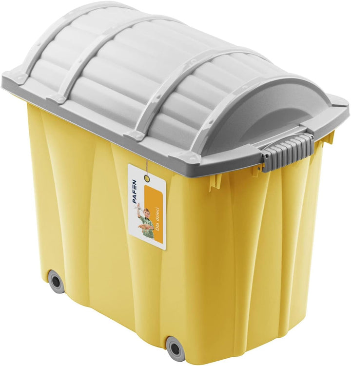 PAFEN Piraten Spielzeugkiste 62l mit Rollen - Schatzkiste 58 x 51 x 37,5cm - Spielzeugbehälter mit D