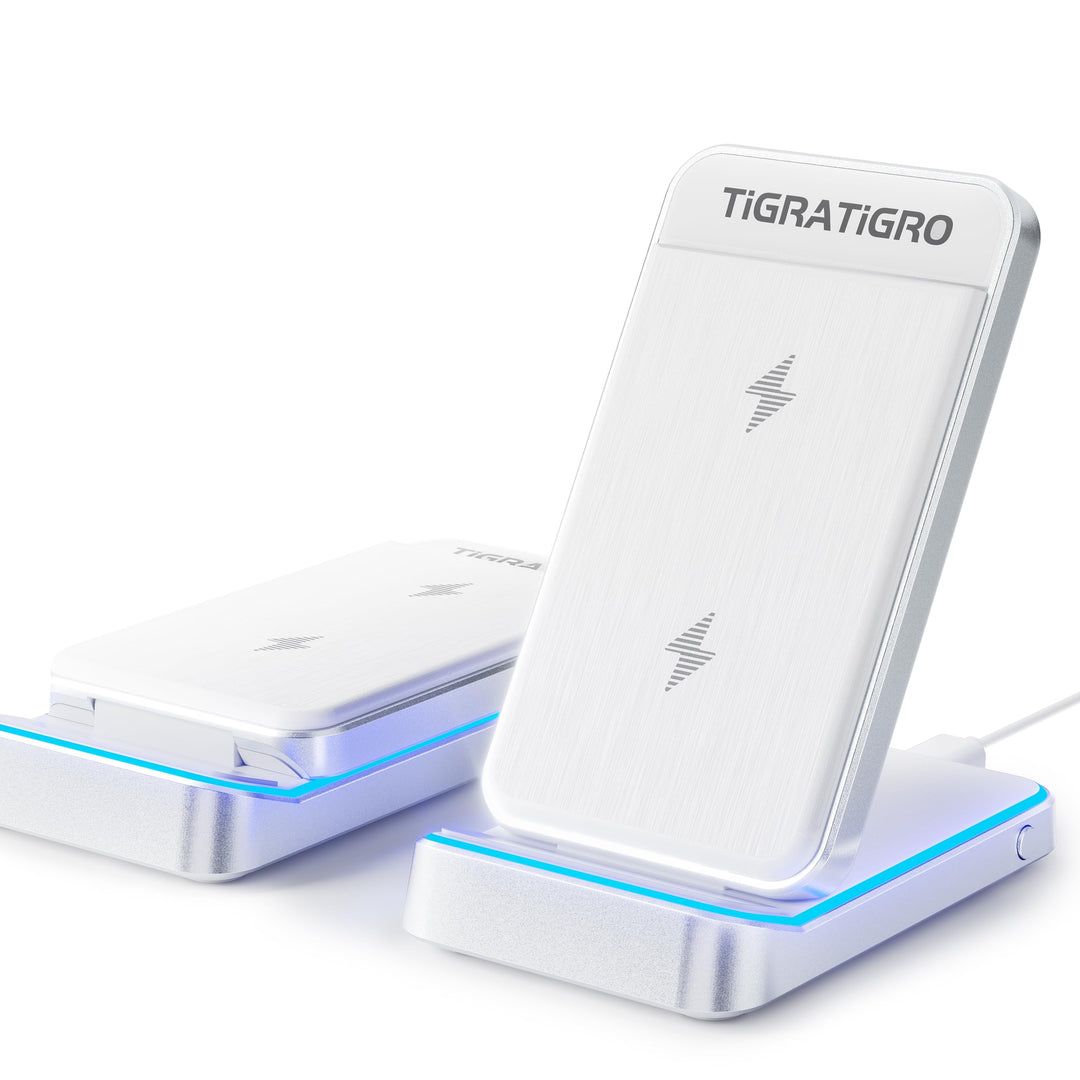 TigraTigro Kabelloses Ladegerät, 15 W, Qi, faltbar, Schnellladung für iPhone 16/15/14/13/12, Samsung