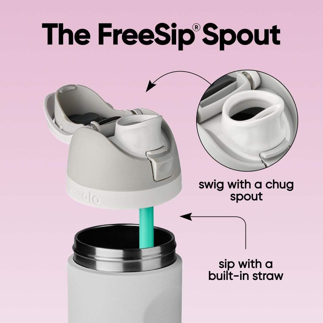 OWALA FreeSip Isolierte Edelstahl Trinkflasche mit Strohhalm, 710 ml – BPA-frei, optimal für Sport,