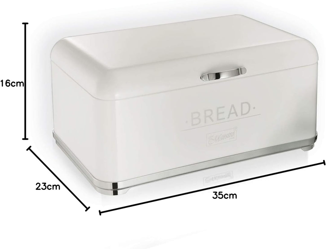 Maestro 1677 Brotbehälter Brotkasten Brotdose Brotbox Stahl (Weiss-Silber)