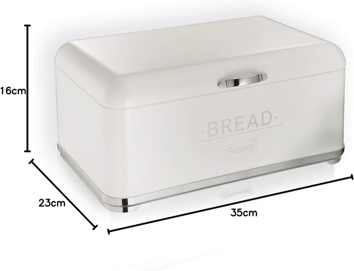 Maestro 1677 Brotbehälter Brotkasten Brotdose Brotbox Stahl (Weiss-Silber)
