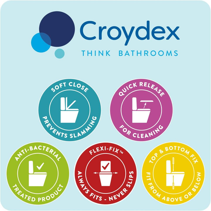 Croydex Steven Brown Toilettendeckel mit Absenkautomatik - Flexi-Fix Einfache Montage - Quick-Releas