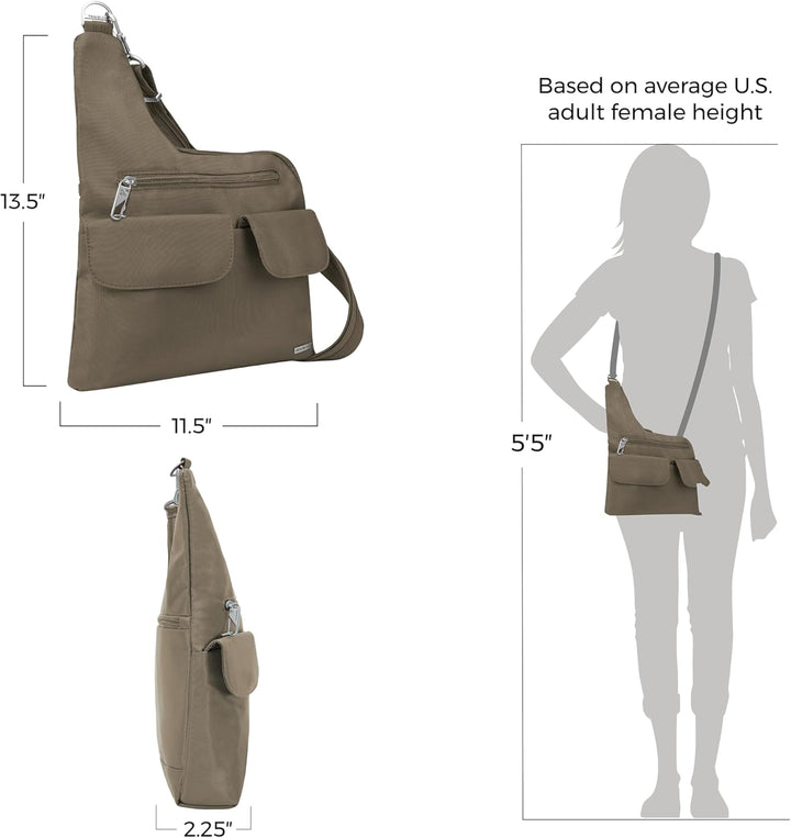 Travelon Damen Diebstahlsichere Umhängetasche Umhängetasche Einheitsgrösse Muskatnuss, Einheitsgröss