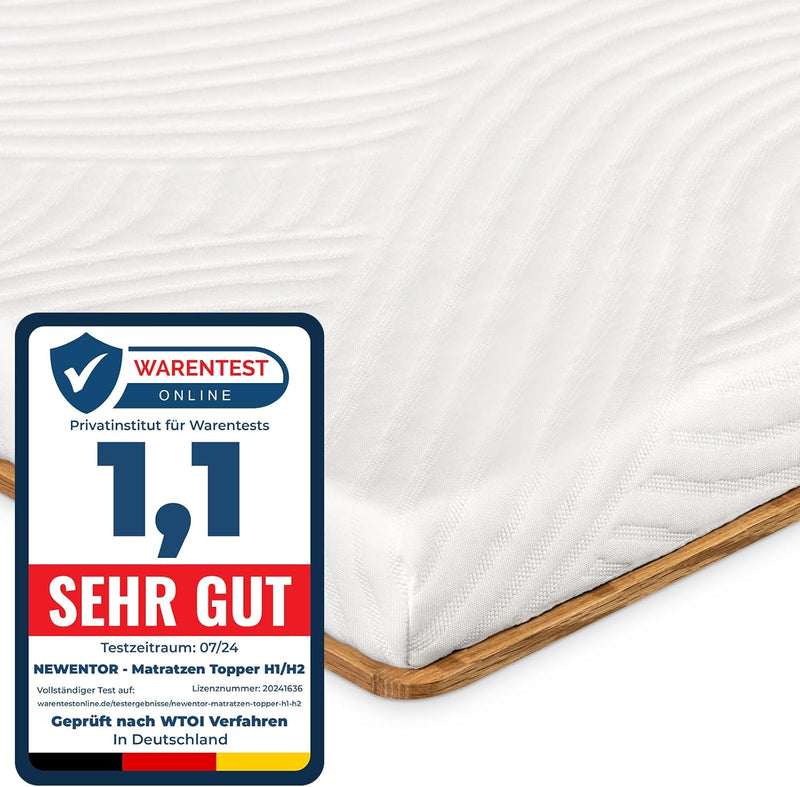 Newentor® Matratzen Topper 200x200cm H1 H2, Matratzentopper 200x200 Schlafsofa Bett Gel, Matratze To