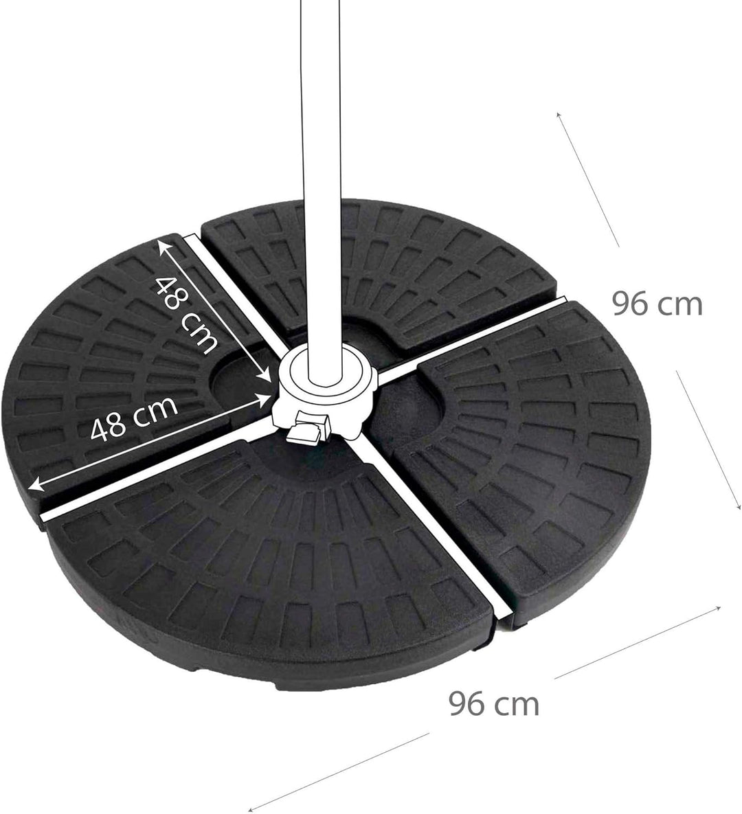 AKTIVE 62197 Sonnenschirmständer, nachfüllbar, rund, 4 Stück, 48 x 48 x 7,5 cm 48 x 48 x 7.5 cm, 48
