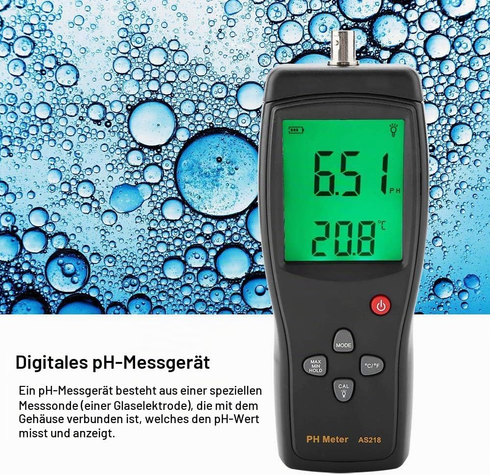 Digitales PH Messgerät Walfront Smart Sensor AS218 Digitales PH Meter Qualitätswassertest 0, 00~14,