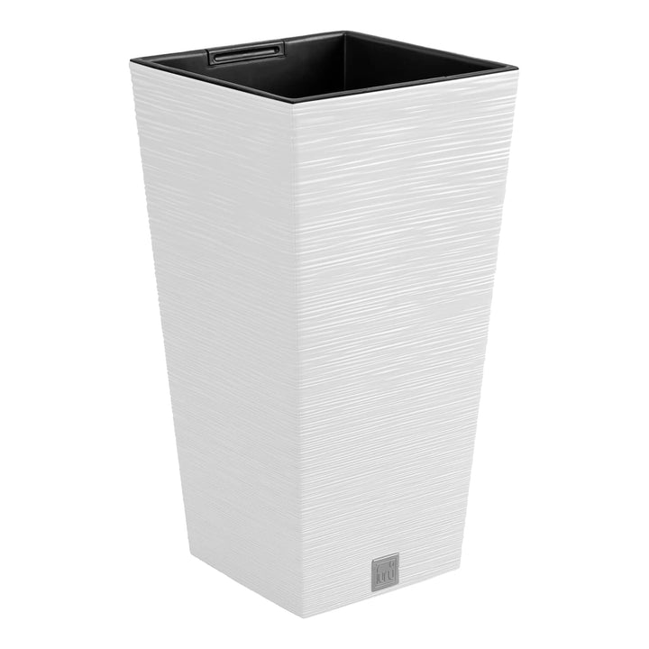 Macetero color blanco, con depósito, colección FURU, de 29,5 x 29,5 x 55 cm, capacidad de 14 L. Weis