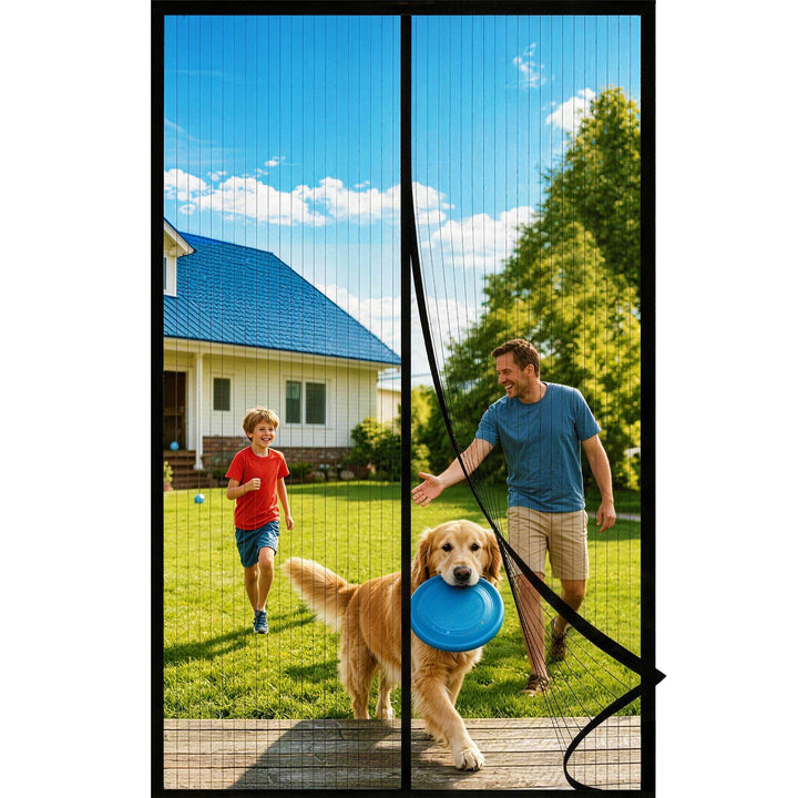 HOWIN Fliegengitter Balkontür Magnet Fliegengitter Ohne Bohren 120x200cm Schwarz 120x200cm, Schwarz