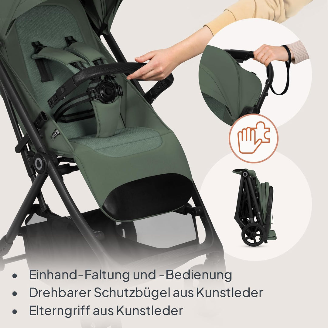 Lionelo Tansi Reisebuggy bis 22 kg, 6 Monate–4 Jahre, Kompakt Faltbar mit Einhand Auto Folding, Grav
