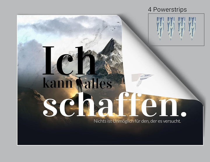 wandmotiv24 Poster als Wanddeko, Grösse 100x70cm, Ich kann Alles schaffen, Berge, Moderne Wanddeko,