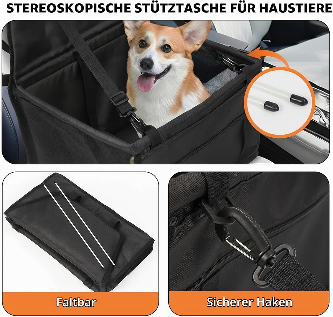 Hundeautositz für Kleine Hunde &amp; Katzen, Wasserdichter Autositz Hund mit Doppelter Befestigung, Seit