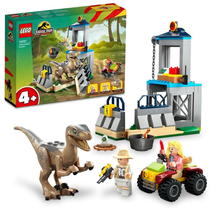 LEGO 76957 Jurassic Park Flucht des Velociraptors, Dinosaurierspielzeug und Buggy-Auto zum Sammeln f