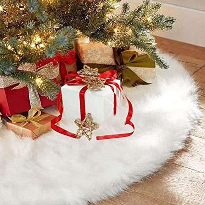 Queta Baumdecke Weihnachtsbaum Rock Rund Weiss Weihnachtsdecke, runder Christbaumdecke Plüsch-Weihna