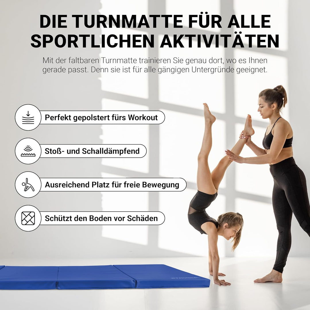 MSPORTS Turnmatte Premium klappbare Weichbodenmatte 190 x 80 x 5 cm Gymnastikmatte faltbare Sportmat