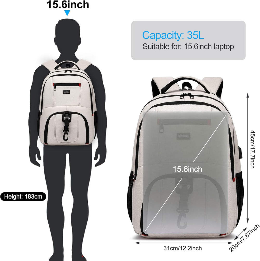 YIORMIOR Schulrucksack Jungen Mädchen Teenager Rucksack Herren Damen für 15,6 Zoll Laptop Rucksack A